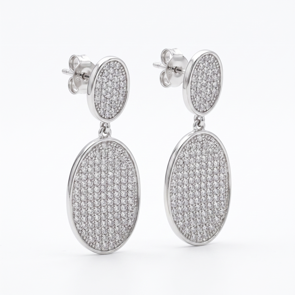 Pavé Oval Drop Earrings