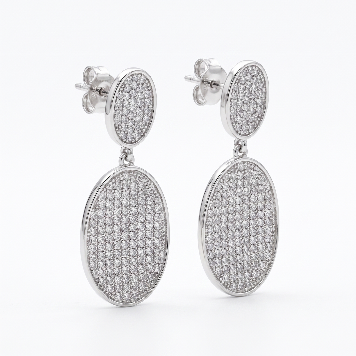 Pavé Oval Drop Earrings