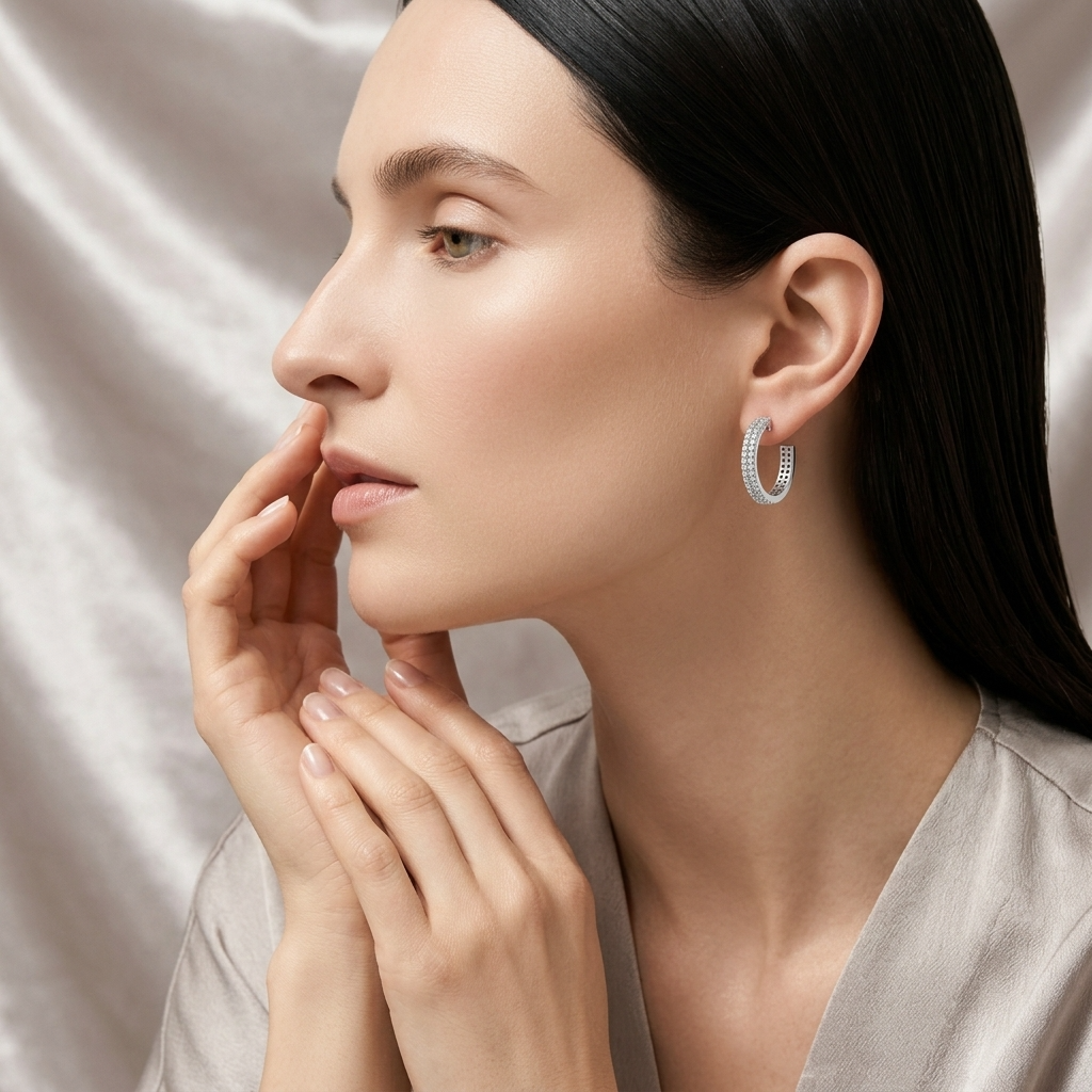 Silver Halo Hoops