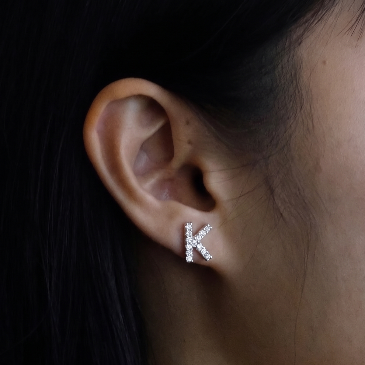 Pavé Letter K Studs