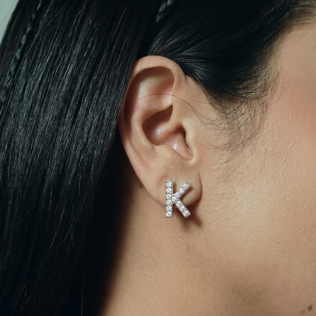 Pavé Letter K Studs