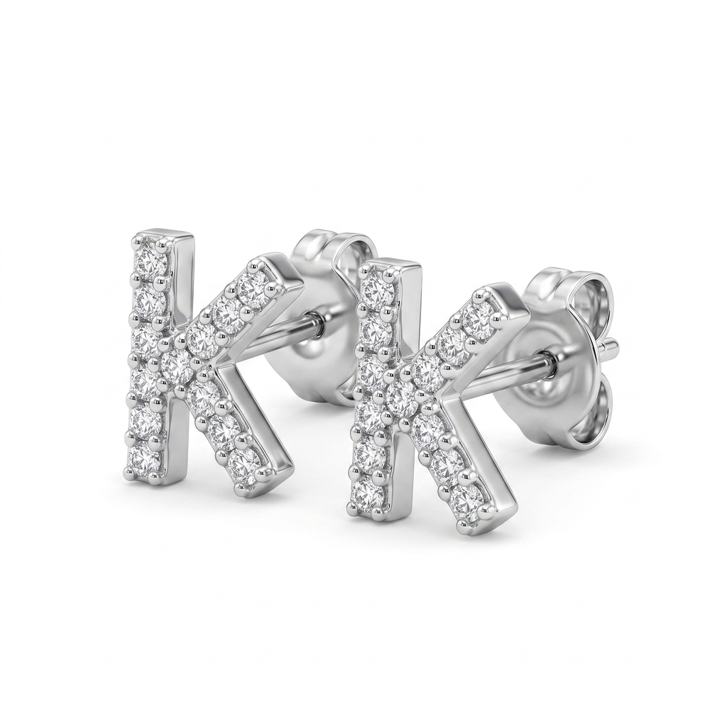Pavé Letter K Studs