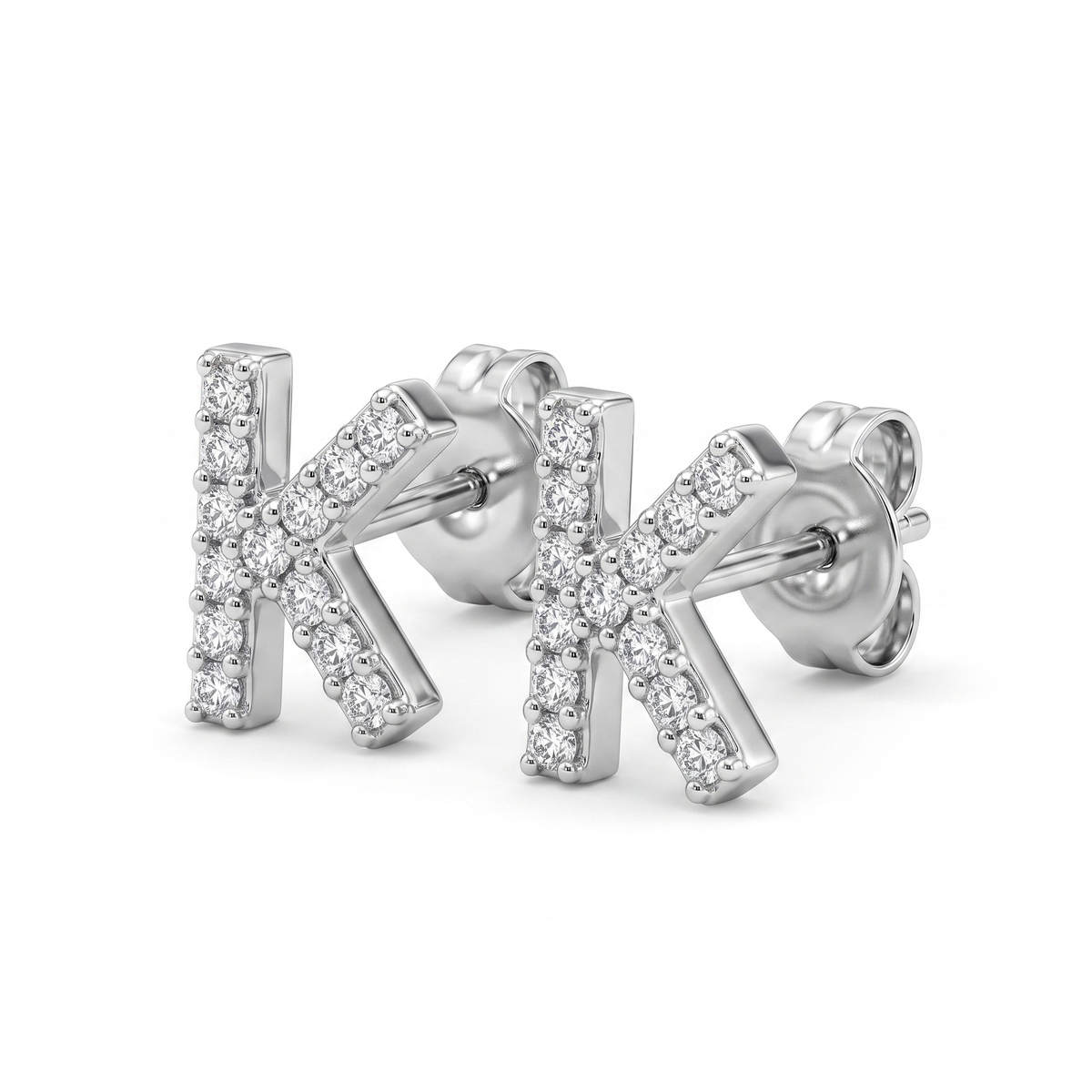 Pavé Letter K Studs