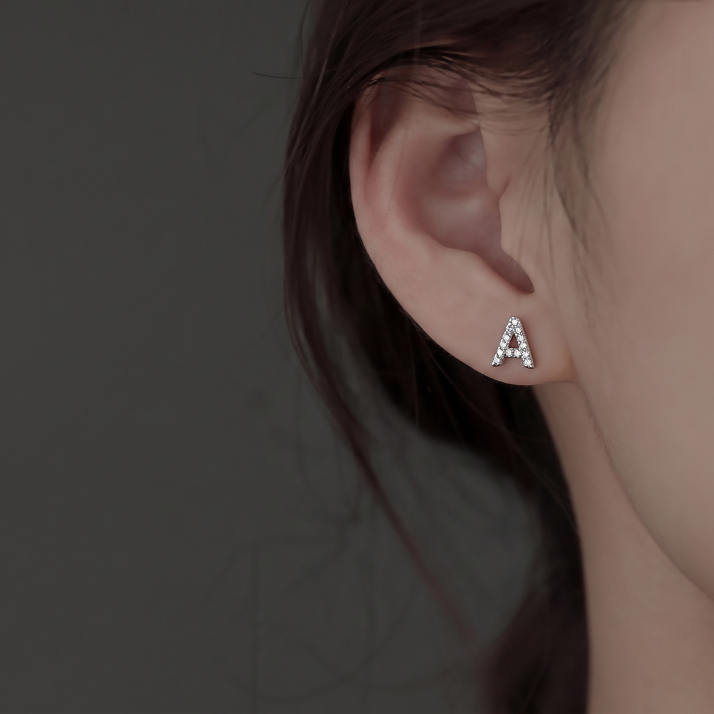 Pavé Letter A Studs