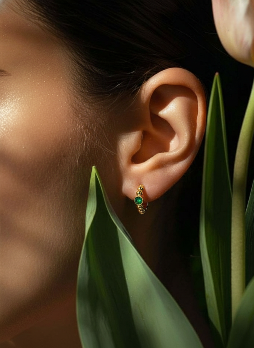 Gem Dot Hoops