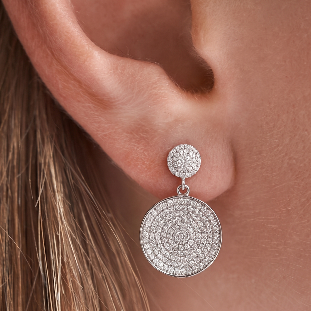 Halo Disc Drop Earrings