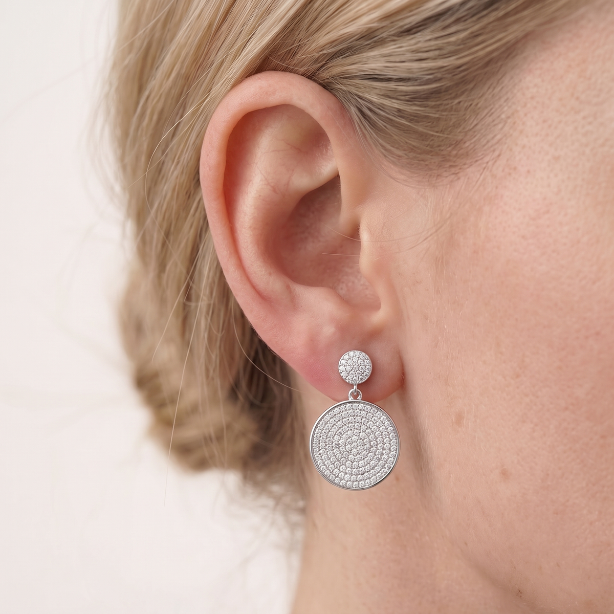 Halo Disc Drop Earrings