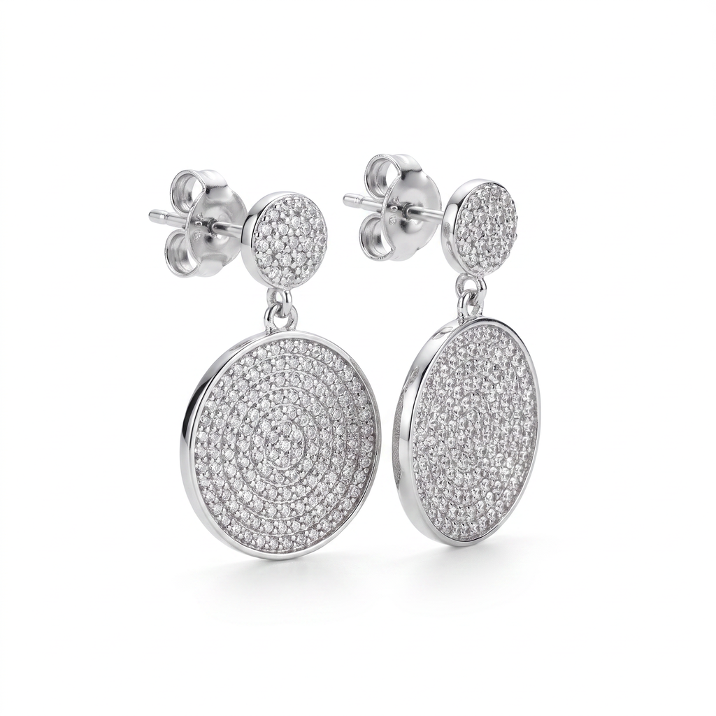 Halo Disc Drop Earrings